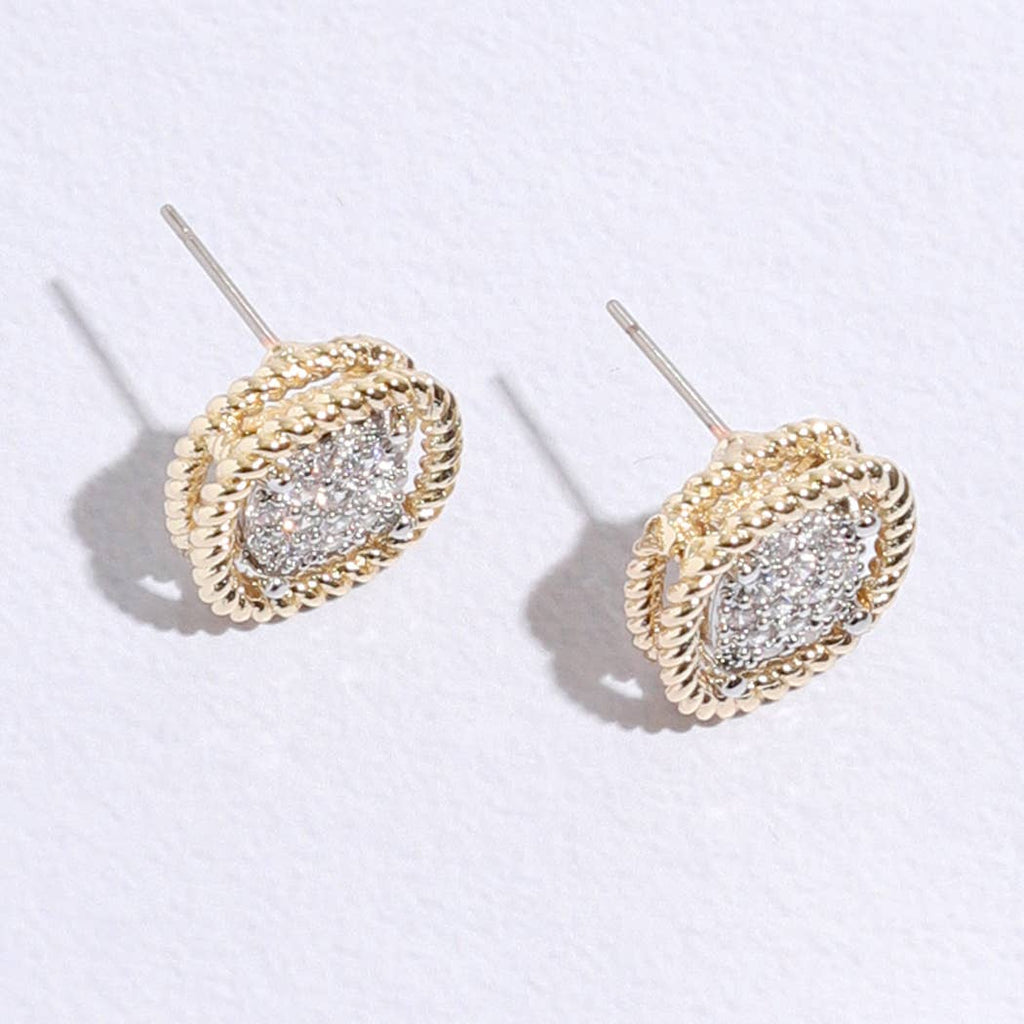 Twisted Double-Line CZ Stud Earrings