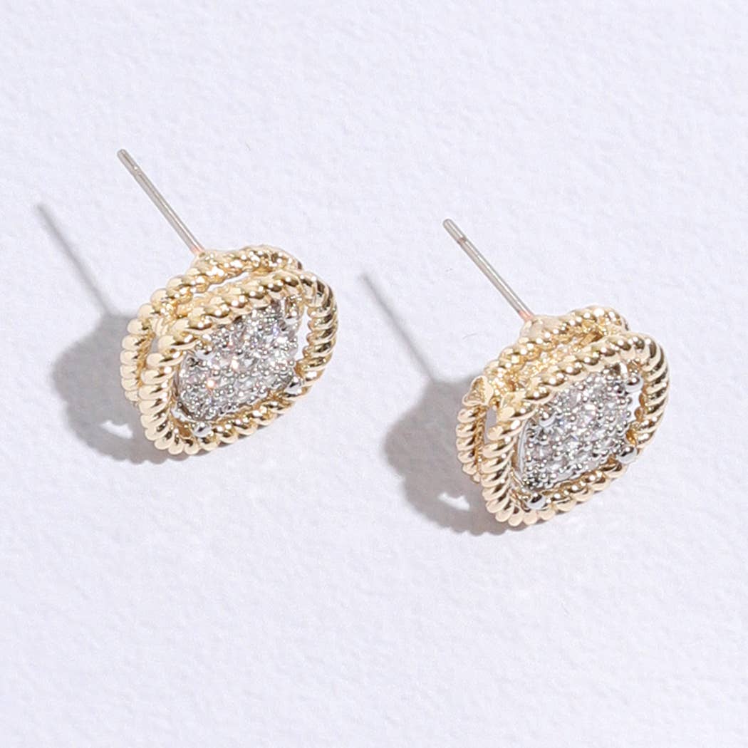 Twisted Double-Line CZ Stud Earrings