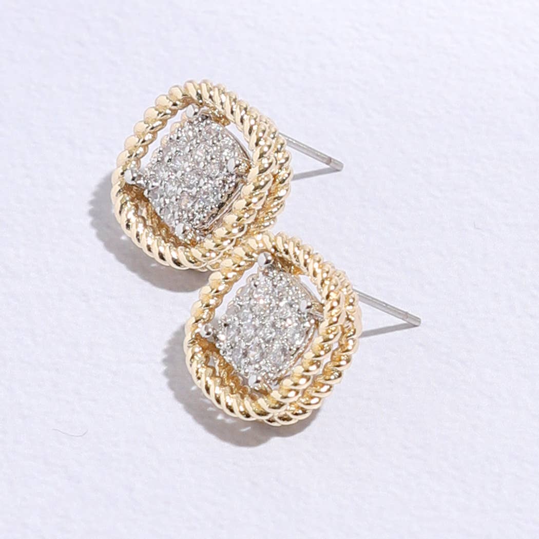 Twisted Double-Line CZ Stud Earrings