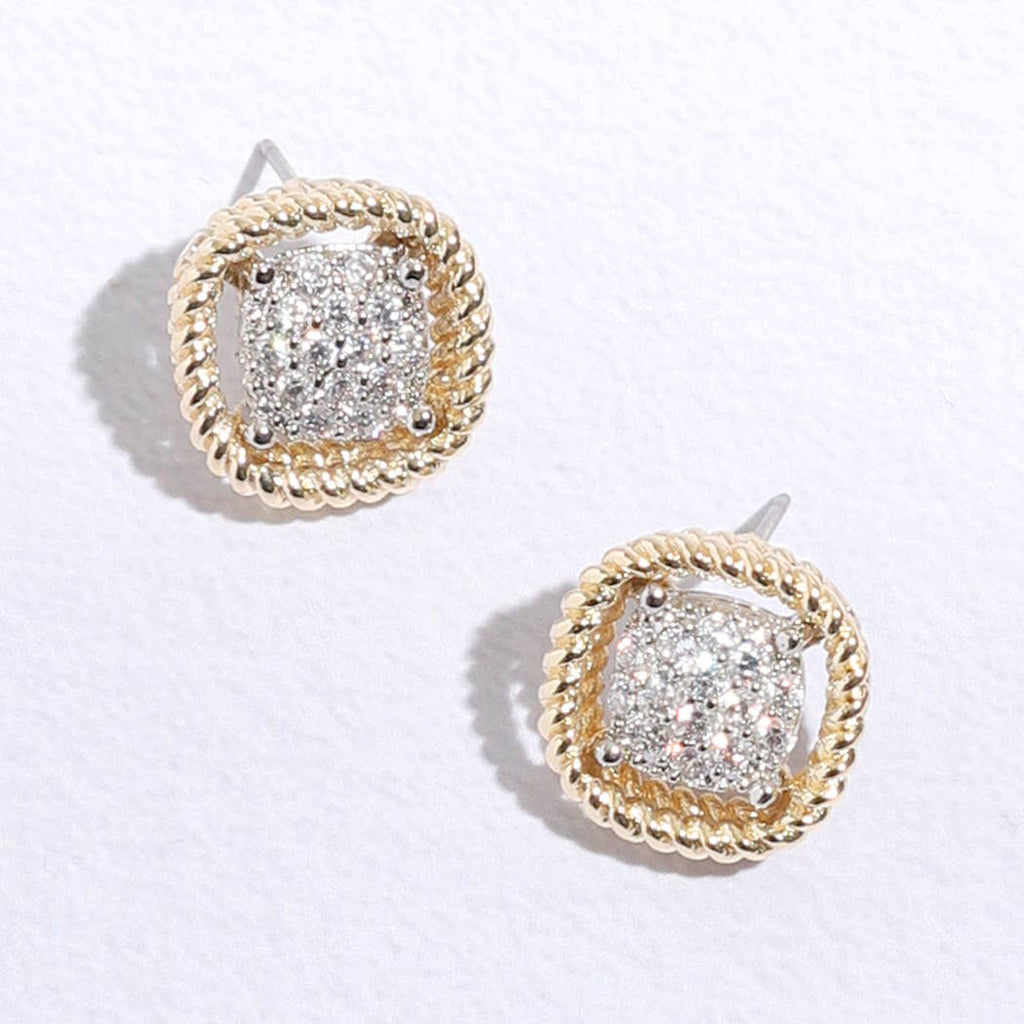 Twisted Double-Line CZ Stud Earrings