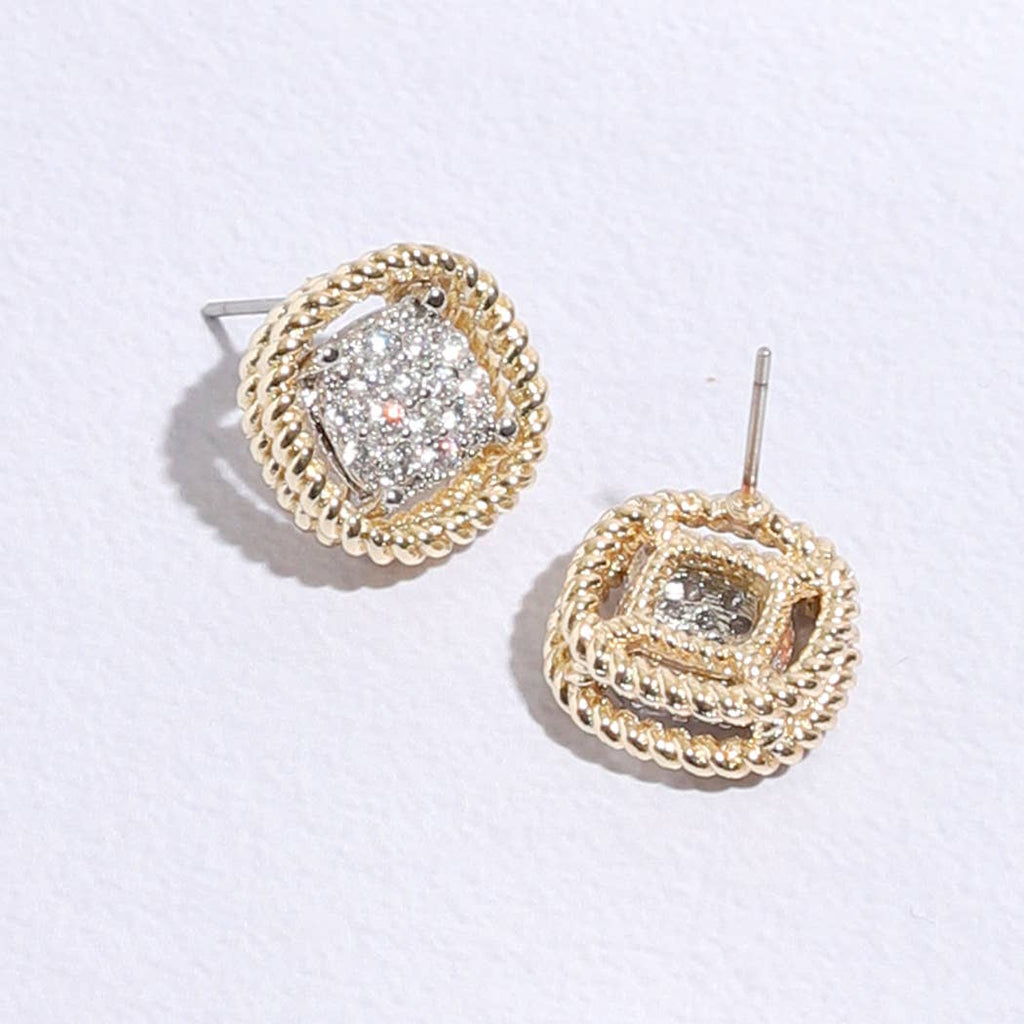 Twisted Double-Line CZ Stud Earrings