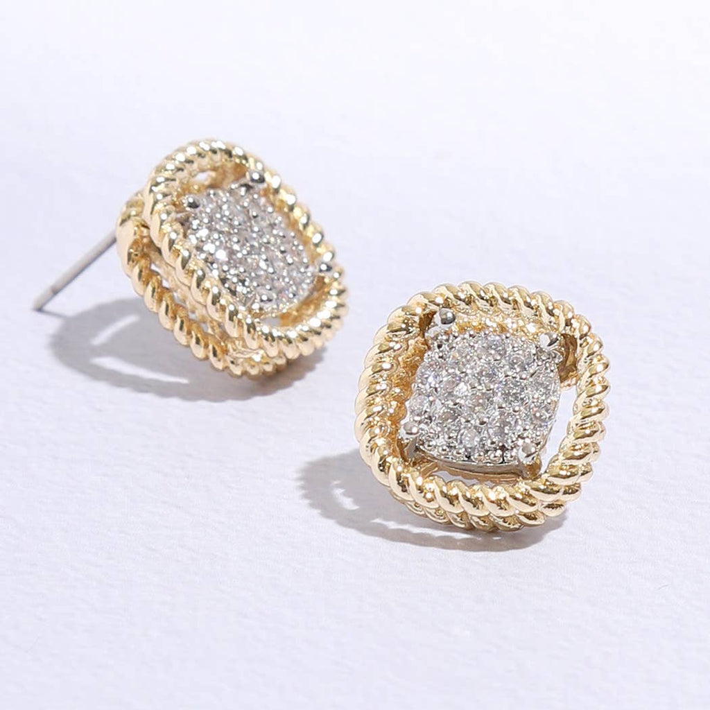 Twisted Double-Line CZ Stud Earrings