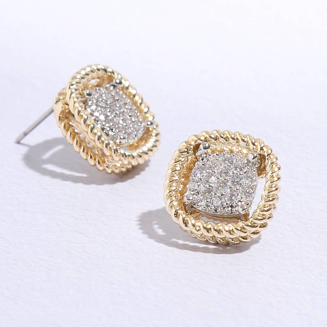 Twisted Double-Line CZ Stud Earrings