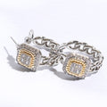 Two-Tone Square Pavé Hoop Earrings