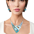 Collar Blue Geometric Snake Chain Necklace Women