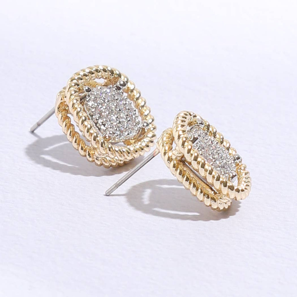Twisted Double-Line CZ Stud Earrings