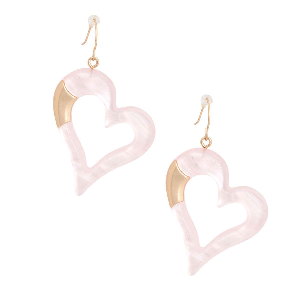 Light Pink & Matte Gold Heart Earrings