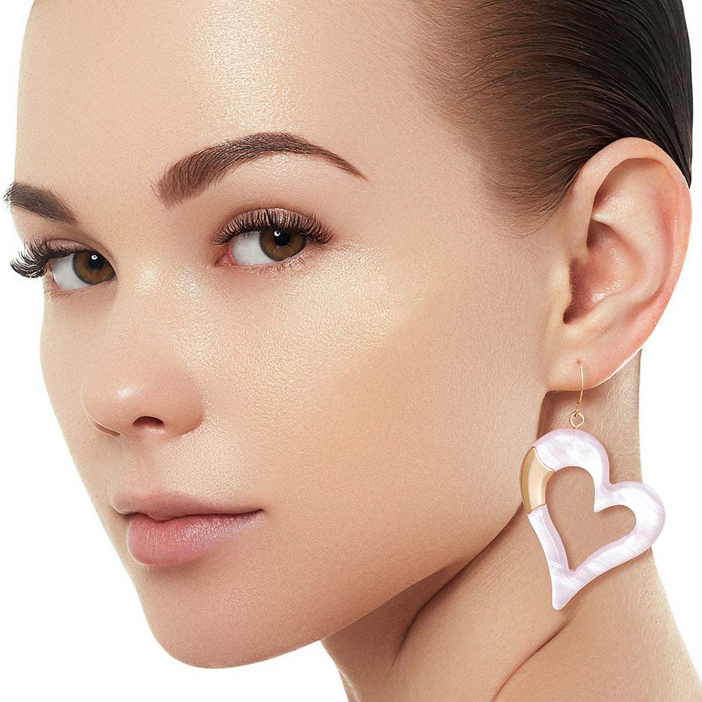 Light Pink & Matte Gold Heart Earrings