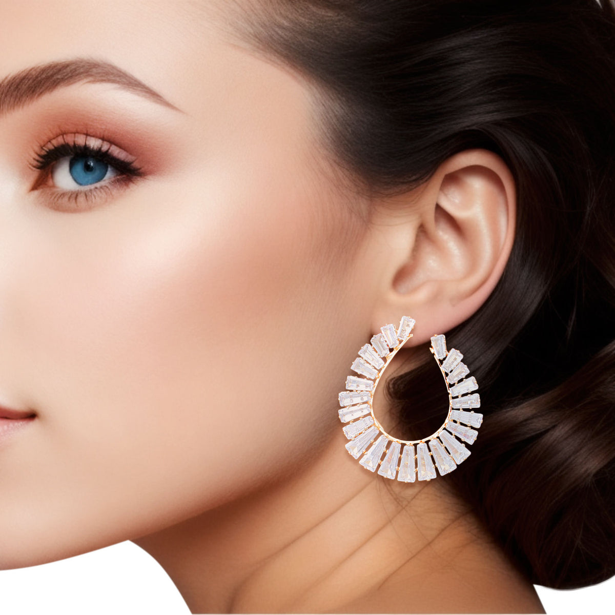 Gold-Tone Crystal Teardrop Stud Earrings