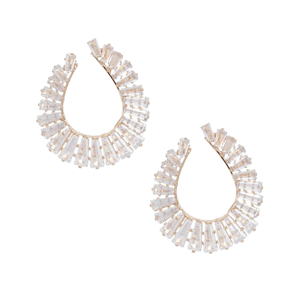 Gold-Tone Crystal Teardrop Stud Earrings