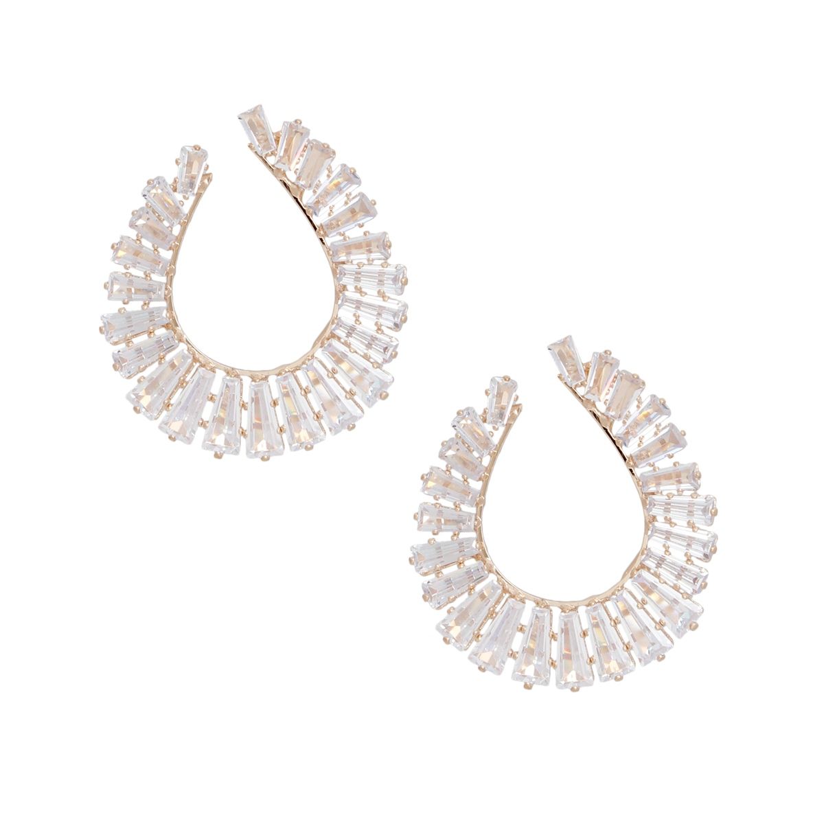 Gold-Tone Crystal Teardrop Stud Earrings