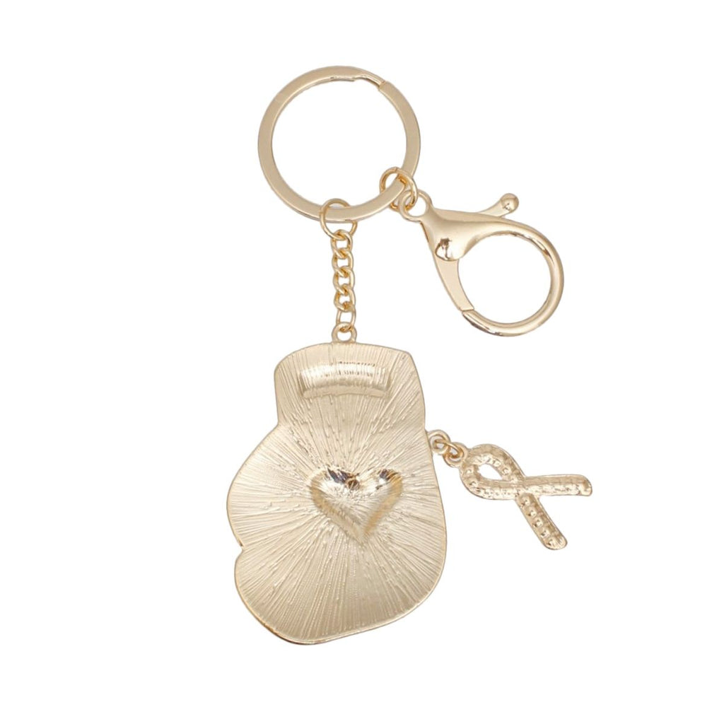 Breast Cancer Keychain Gold Pink Boxing Glove