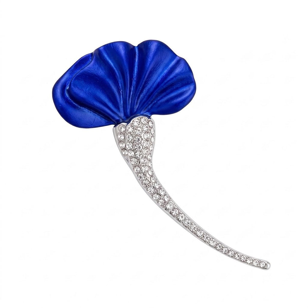 Royal Blue Calla Lily Rhinestone Brooch Pin