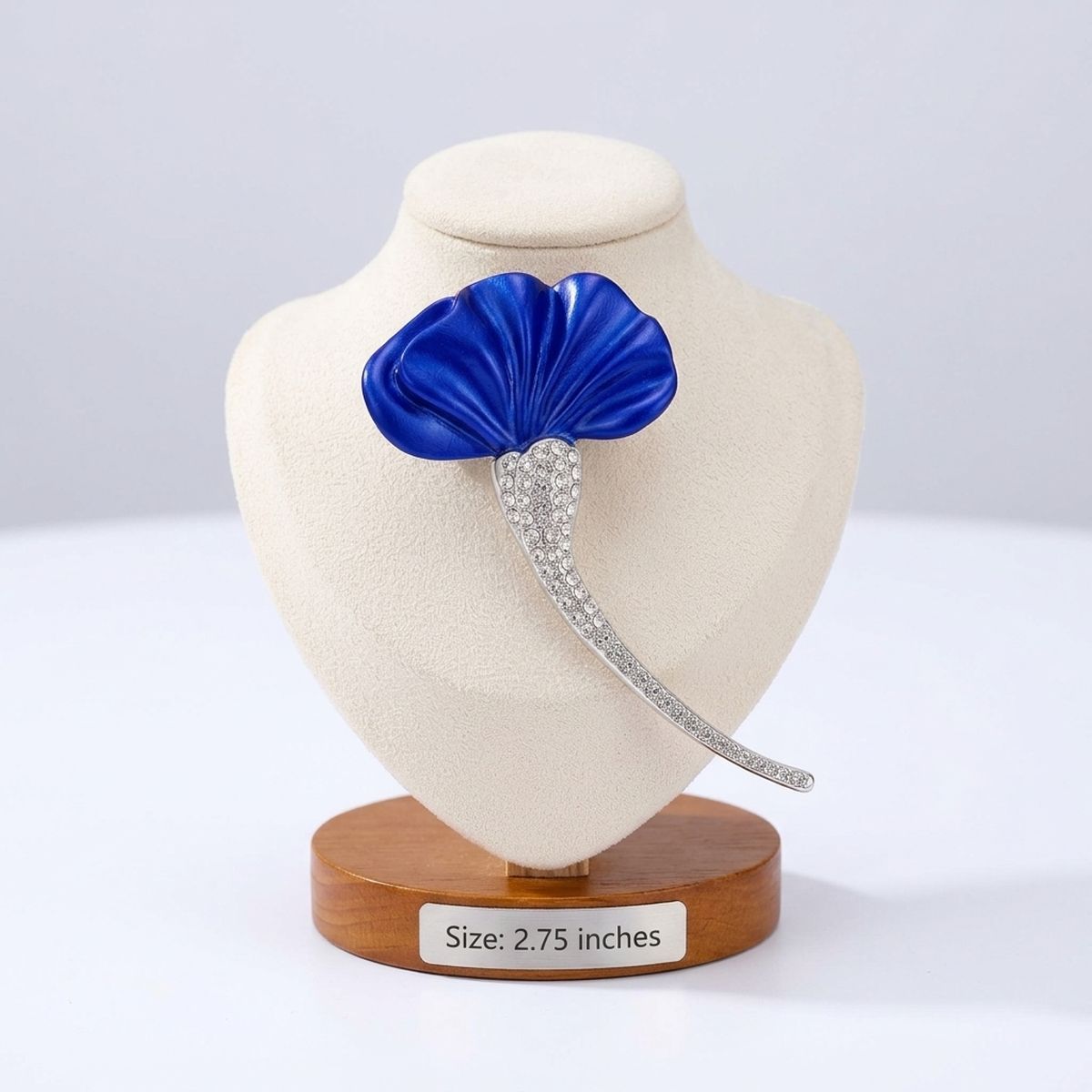 Royal Blue Calla Lily Rhinestone Brooch Pin