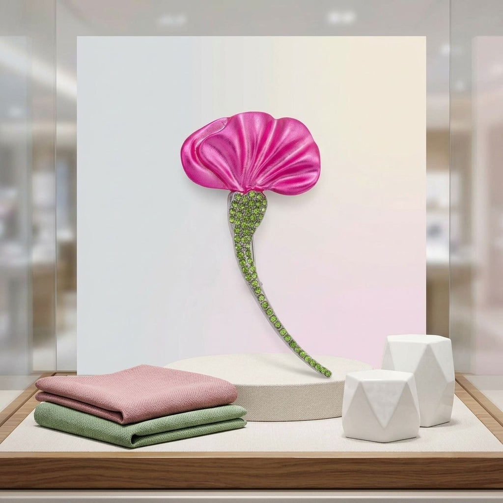 Pink Calla Lily Rhinestone Brooch Pin