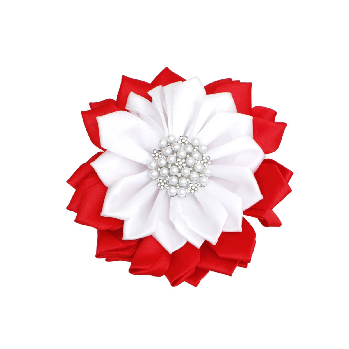 Red White Flower Pearl Brooch Women