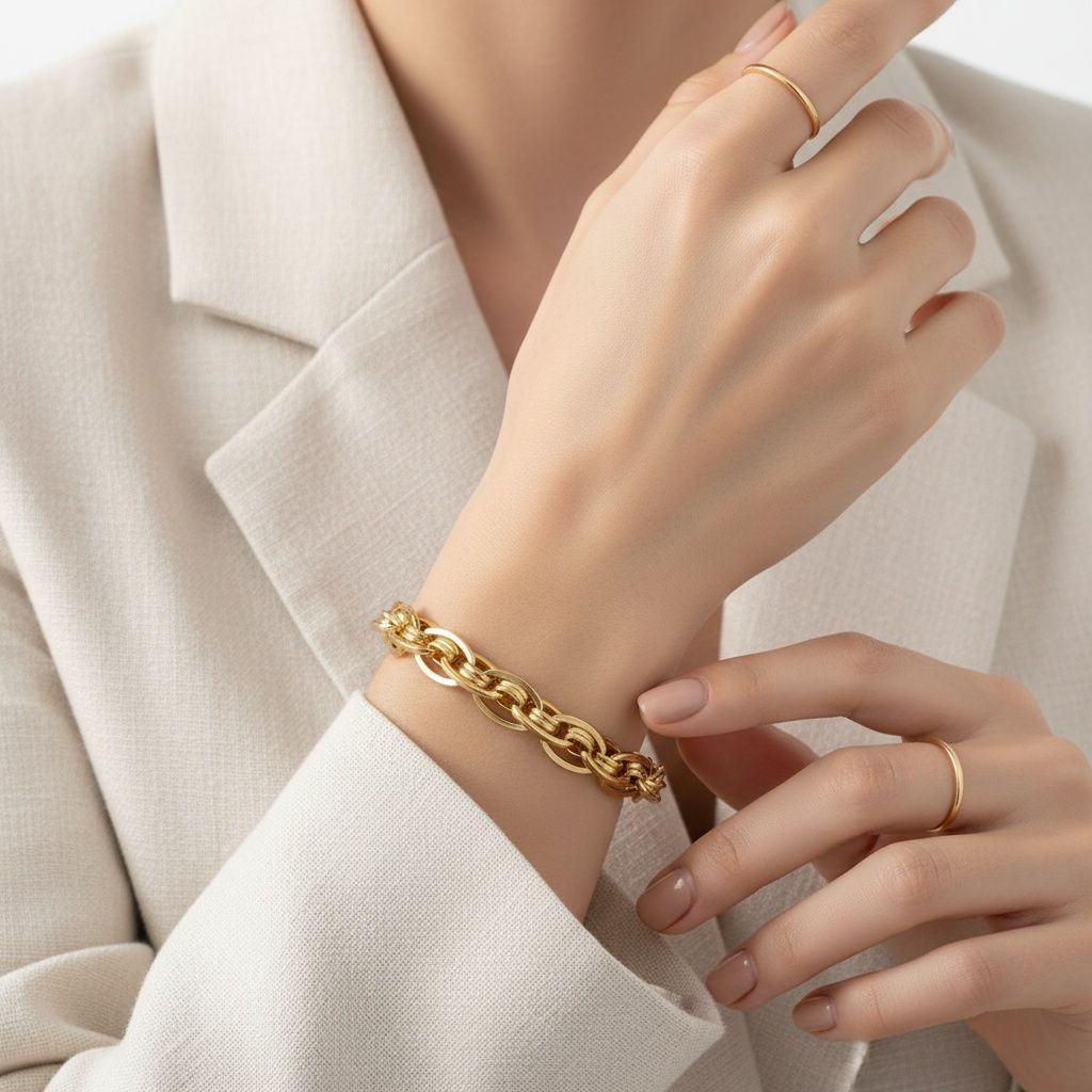 8mm Gold 18K Steel Handmade Chain Bracelet