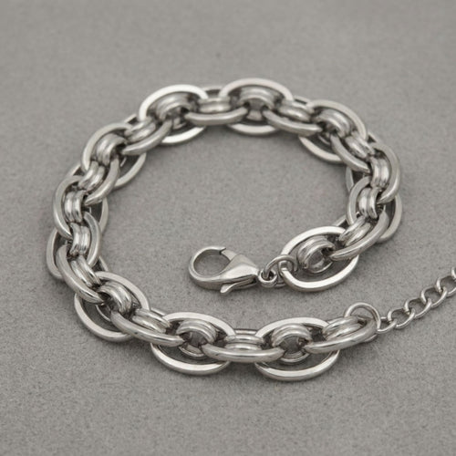 8mm Silver Stainless Steel Handmade Chain Bracelet