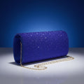 Clutch XLong Blue Rhinestone Flap Evening Bag