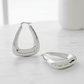 Stainless  Steel Trapezoid Thick Hollow Hoop Earrings