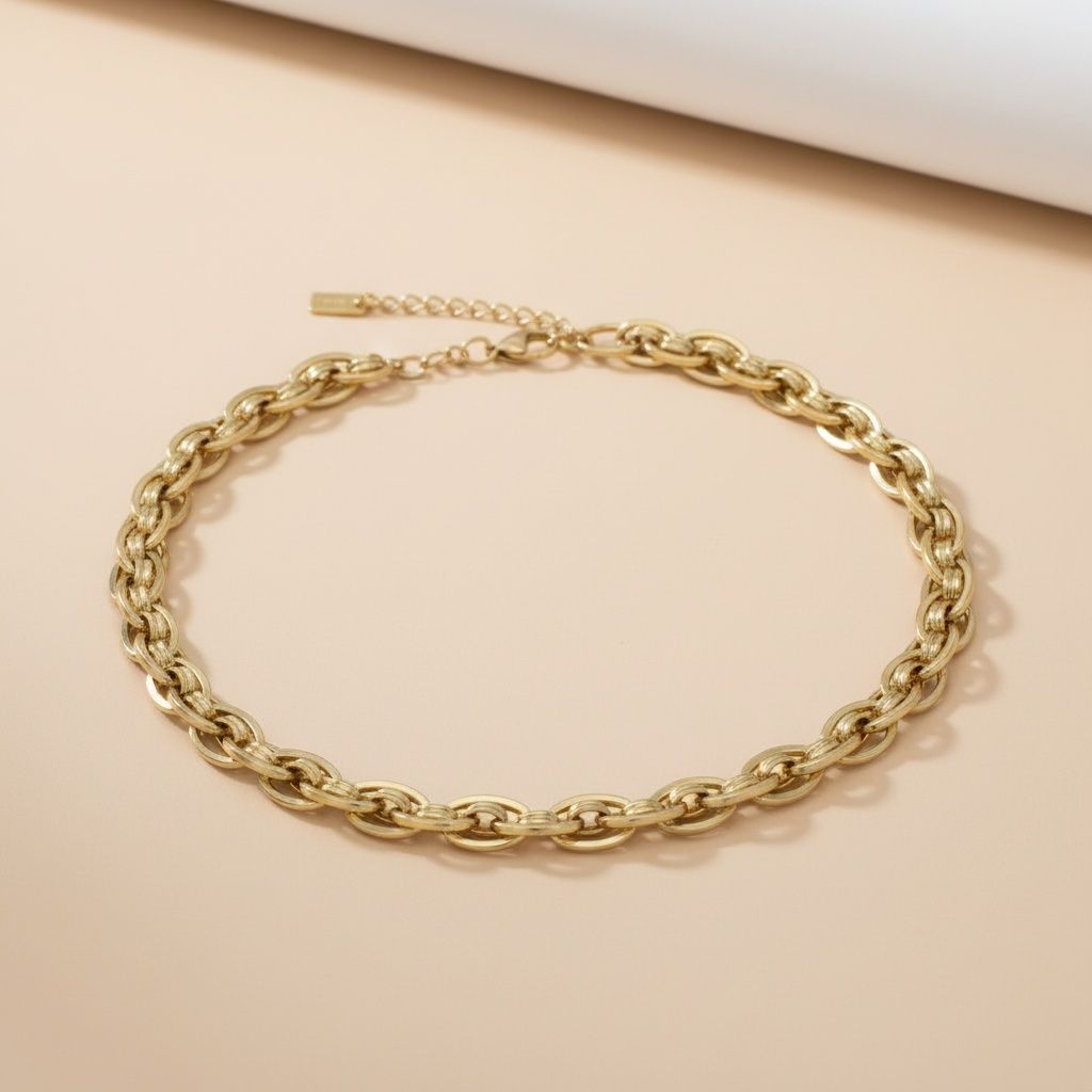 8mm Gold 18K Steel Handmade Chain Necklace