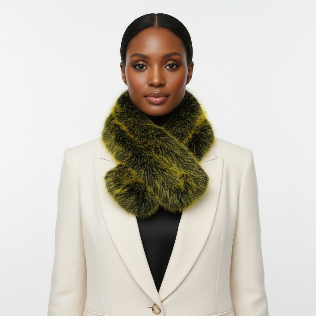 Scarf Luxe Faux Fur Yellow Collar Winter Stole