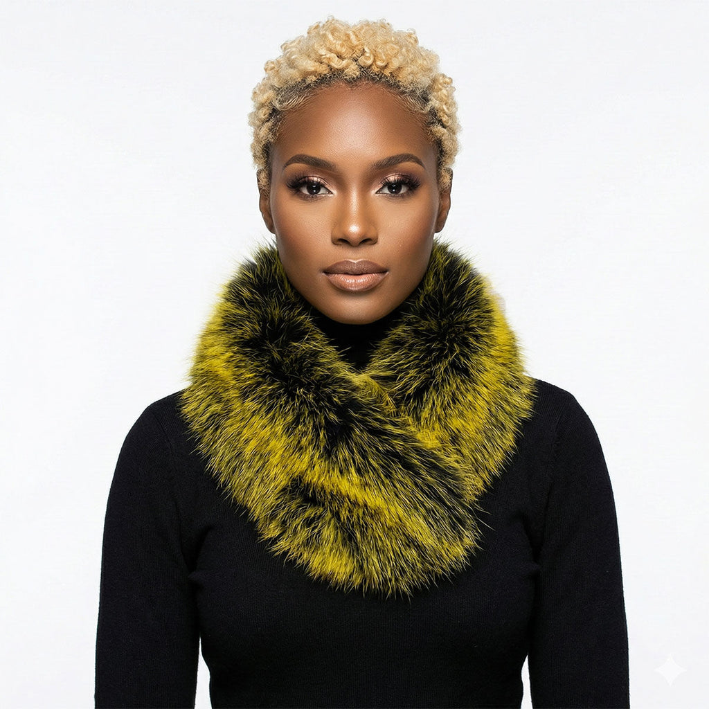 Scarf Luxe Faux Fur Yellow Collar Winter Stole