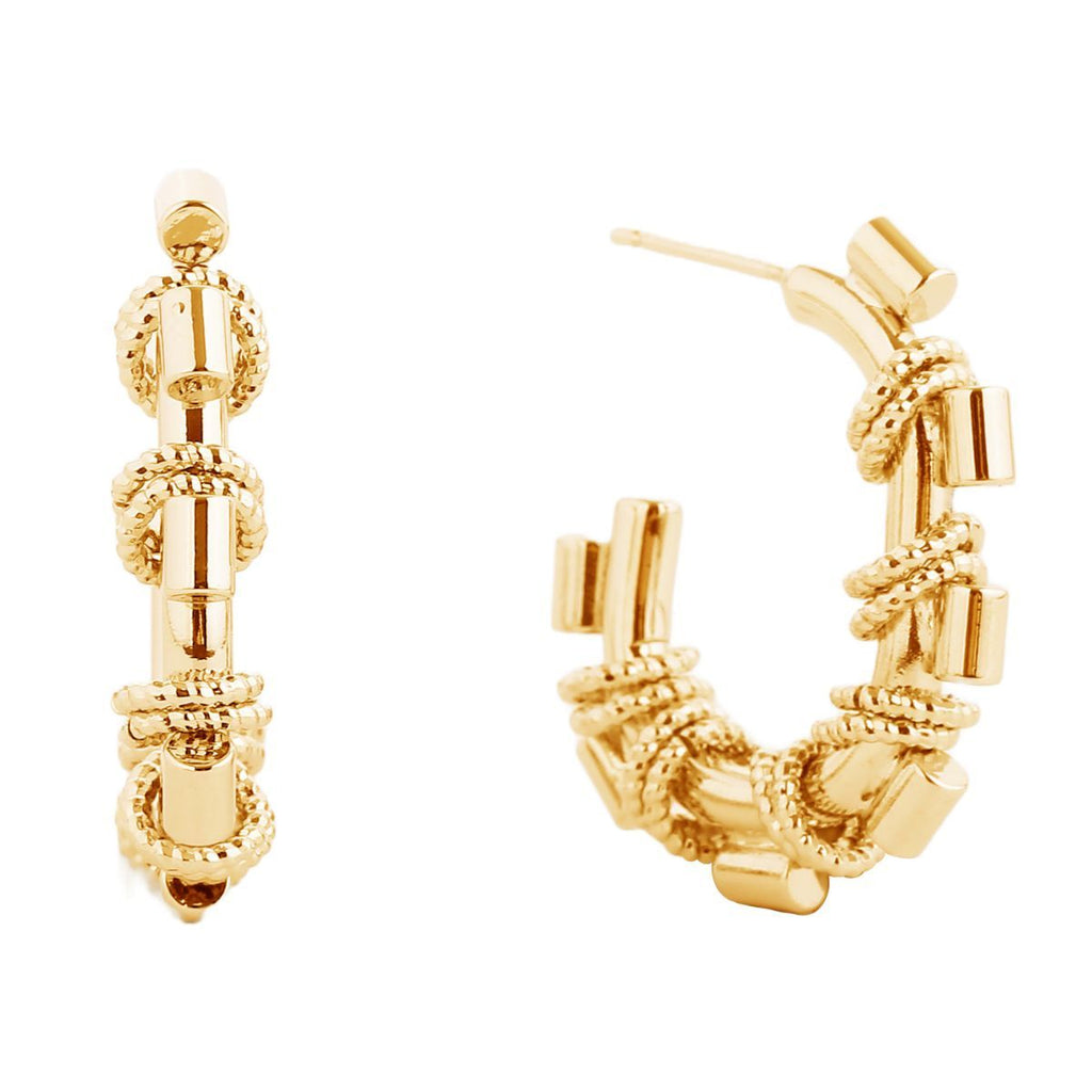 14K Gold-Dipped Stacked Ring Hoop Earrings
