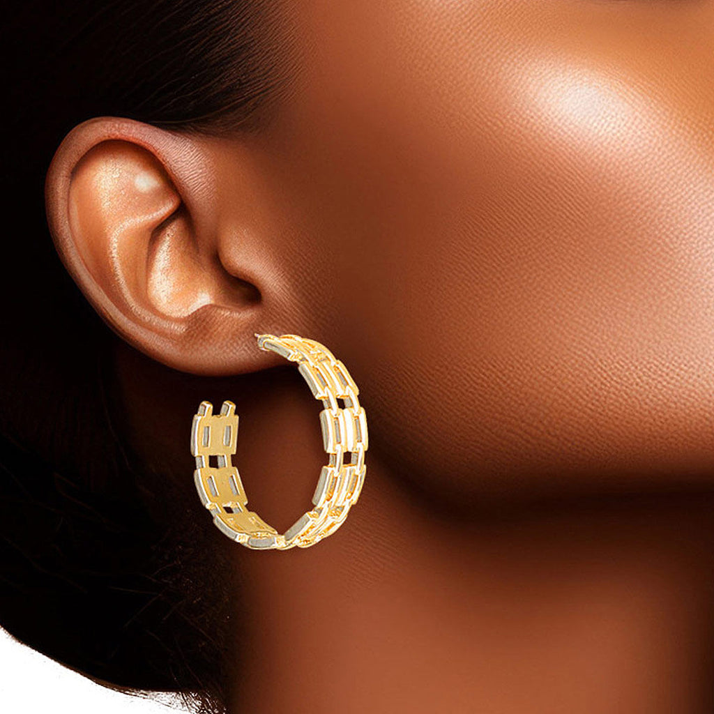 14K Gold-Dipped Chain Link Hoop Earrings