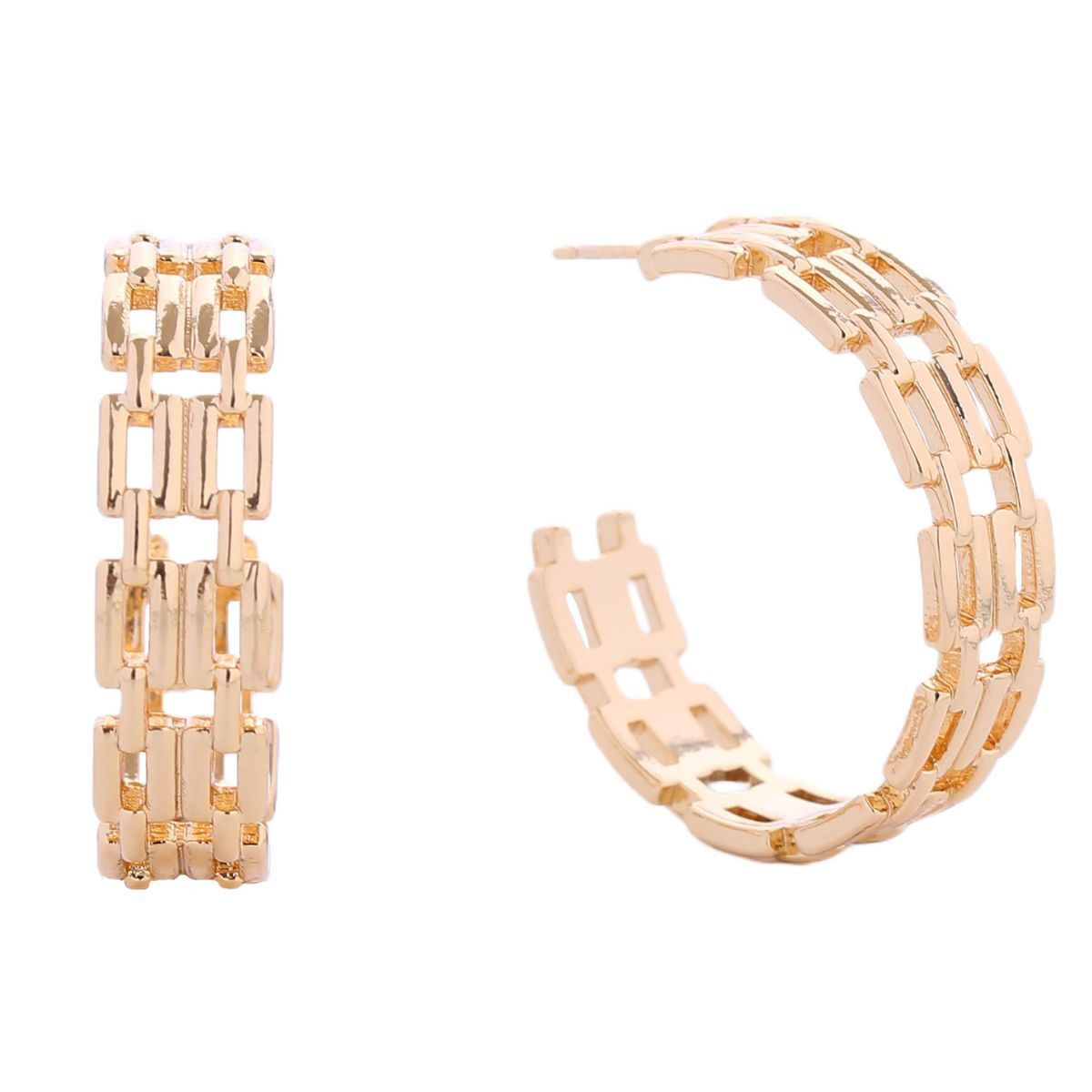 14K Gold-Dipped Chain Link Hoop Earrings