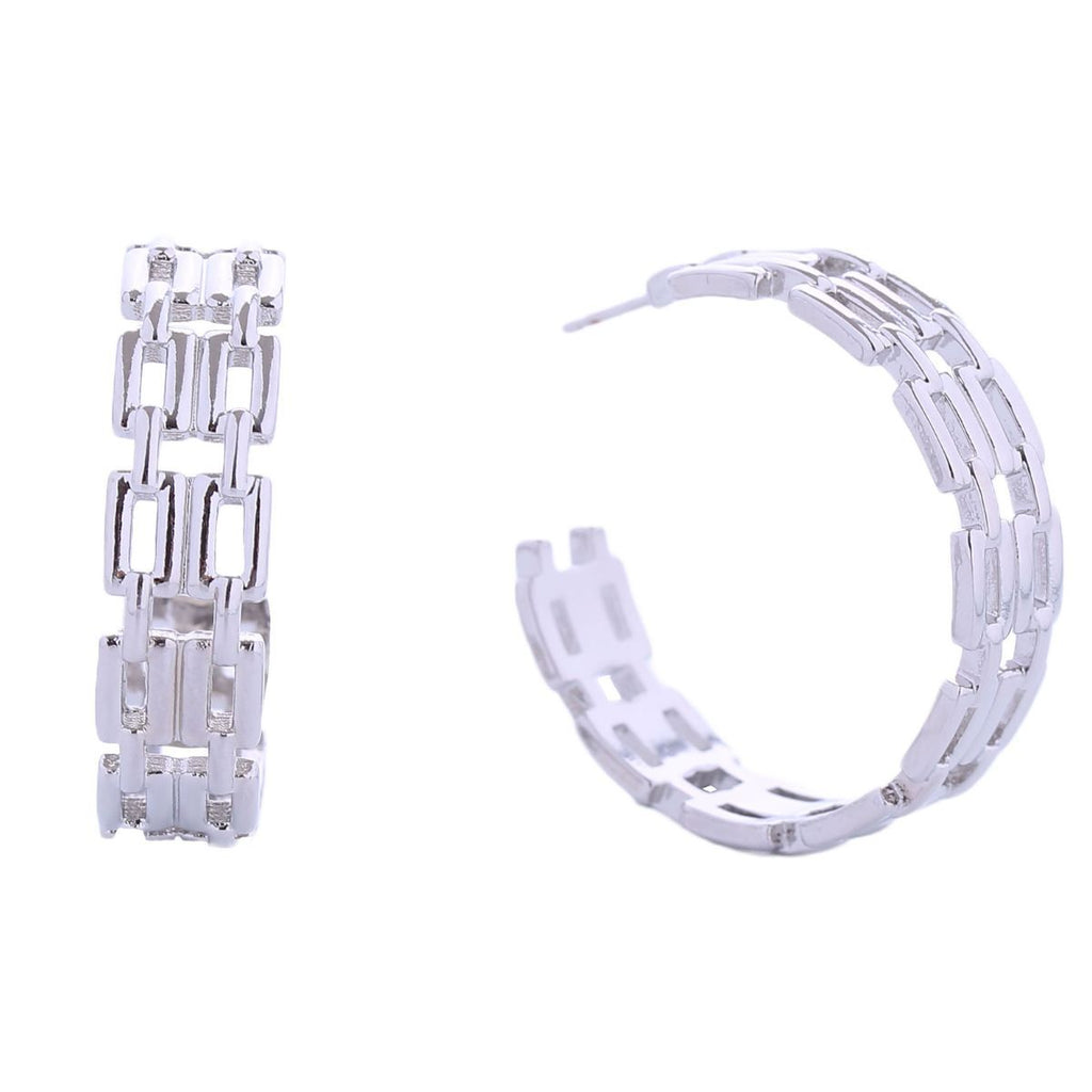14K White Gold-Dipped Chain Link Hoop Earrings