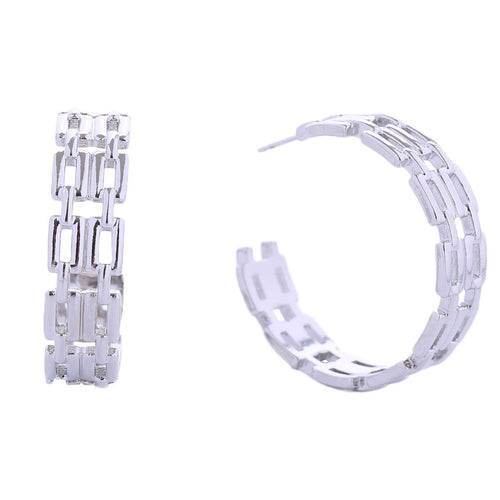 14K White Gold-Dipped Chain Link Hoop Earrings