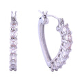 14K White Gold-Dipped CZ Heart Hoop Earrings