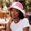 Bucket Hat Corduroy Pink and Cream Hat for Women