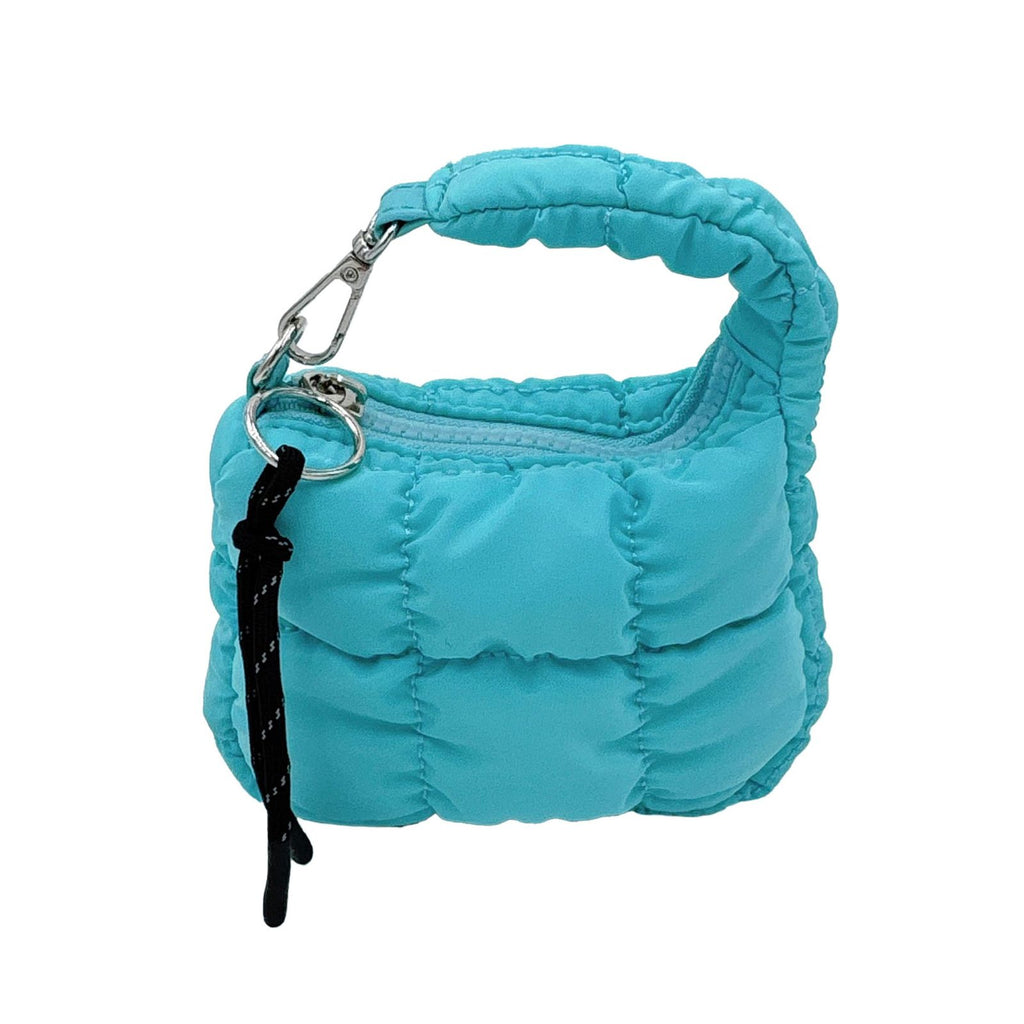 Aqua Quilted Mini Bag Keychain Stanley Clip