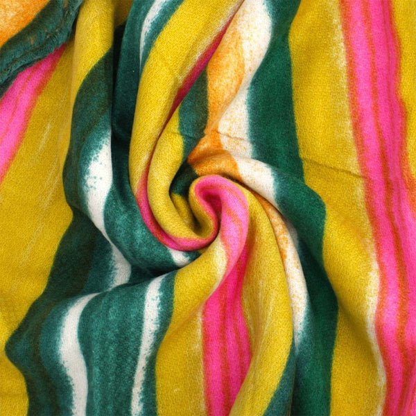 Yellow Striped Knit Scarf Women