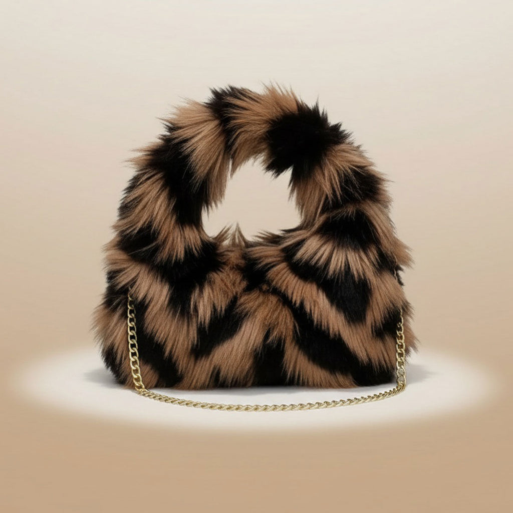 Shoulder Bag Brown and Black Fur Street Chic Purse