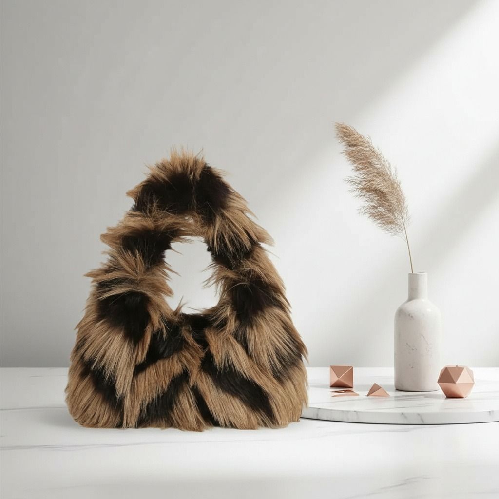 Shoulder Bag Brown and Black Fur Street Chic Purse