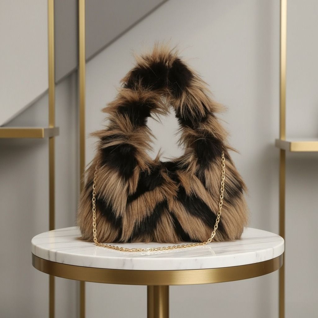 Shoulder Bag Brown and Black Fur Street Chic Purse
