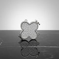 Mini Silver Quatrefoil Sparkle Crossbody Compact