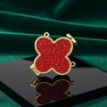 Mini Red Quatrefoil Sparkle Crossbody Compact