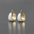 White Resin Accent Gold-Tone Hoop Earrings