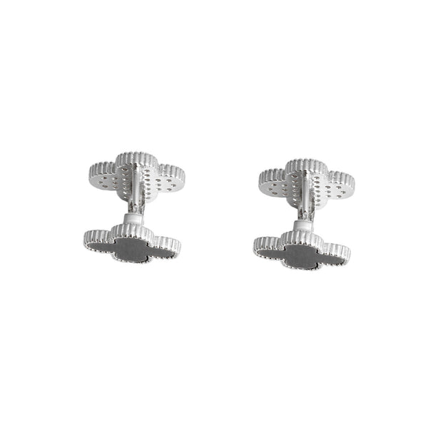 Black Clover Silver Stud Earrings with Omega Back