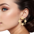 Gold-Tone Clover Wreath Pearl Stud Earrings
