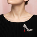 Silver & Clear Leopard High Heel Lipstick Brooch