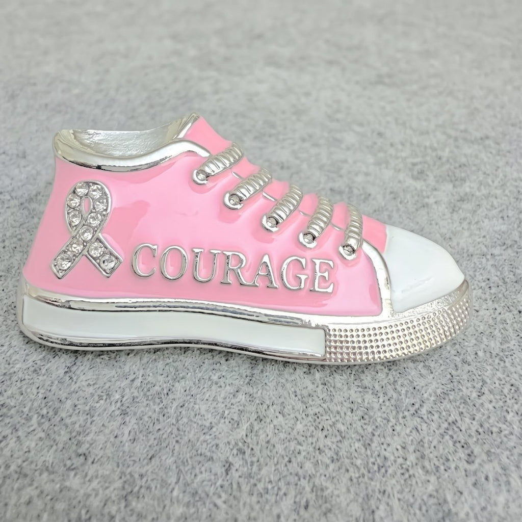 Pink Breast Cancer Hope Sneaker Silver Brooch Pin