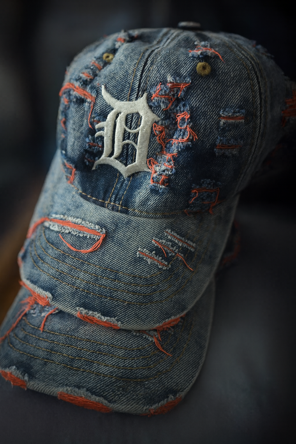 Distressed "D" Denim Cap