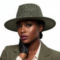 Fedora Olive Green Leopard Print Hat