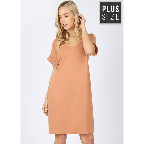 PLUS Cuffed Sleeve Dress