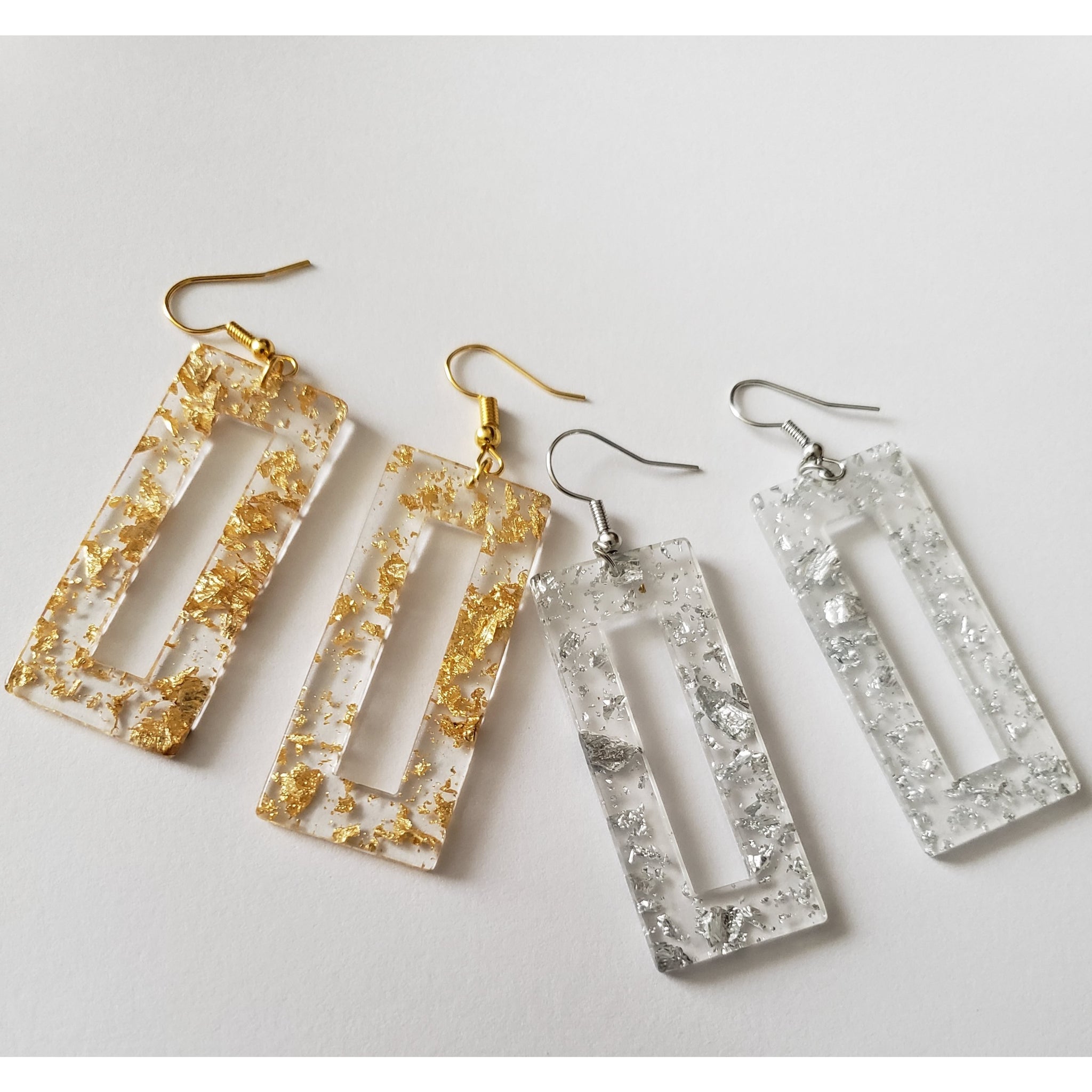 Gold/Silver Flake Earrings